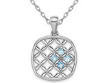 3/4 Carat (ctw) Blue Topaz Basket Weave Pendant Necklace in Sterling Silver with Chain
